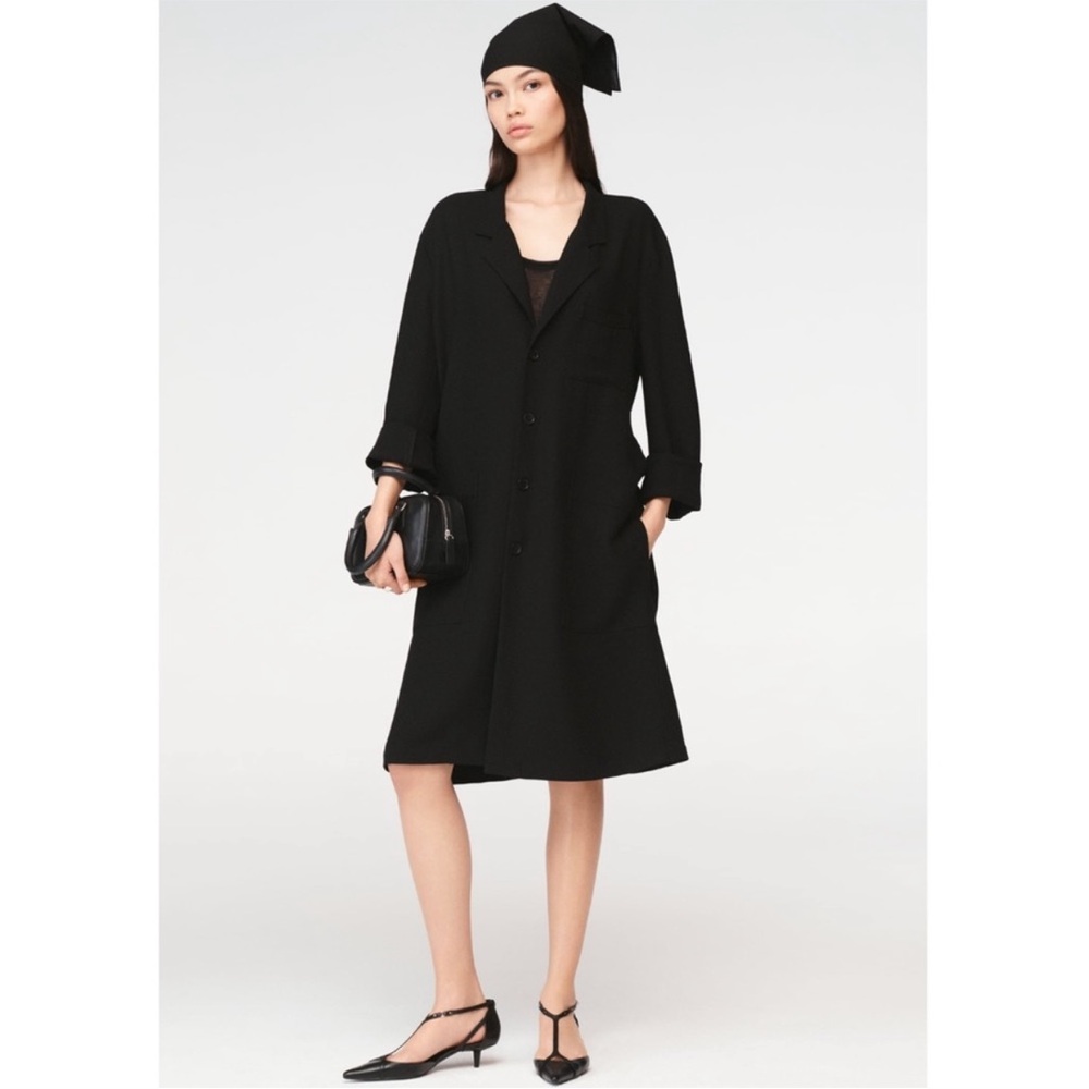 ZARA STEVEN MEISEL Shirt Dress Lightweight Coat Trench Jacket Black Size XS NWT - Picture 3 of 16